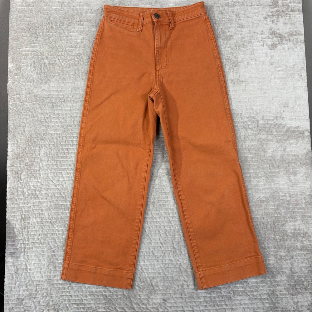Madewell Slim Emmett Wide-Leg Crop Pants Burnt Orange Rust Size‎ 24 High Rise